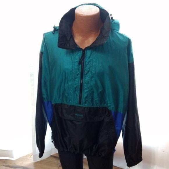 Columbia Other - Columbia Windbreaker Jacket Size L Vintage 90's Nylon  Pullover Colorblock Green